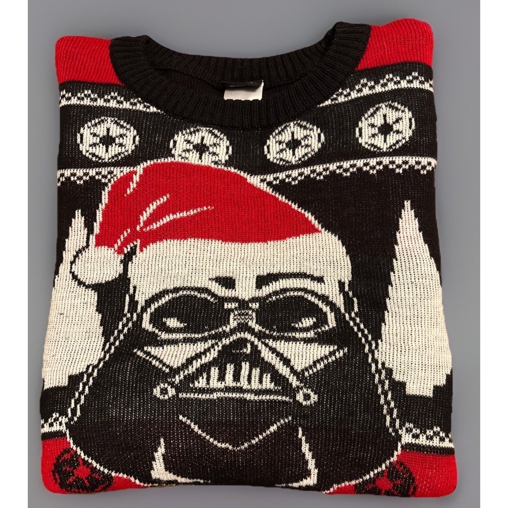 Star Wars Darth Vader Merry Sithmas Sweater Men XL Black Red Fair Isle Christmas